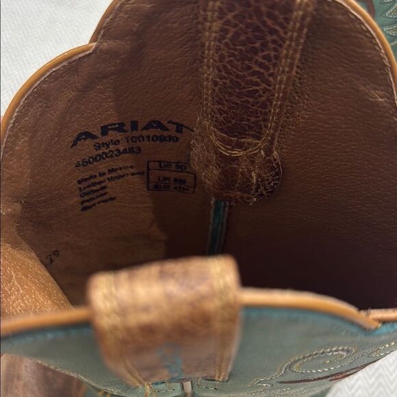 Ariat Woman’s Leather Brown and Green Western Boots Size 9 D - Picture 4 of 5